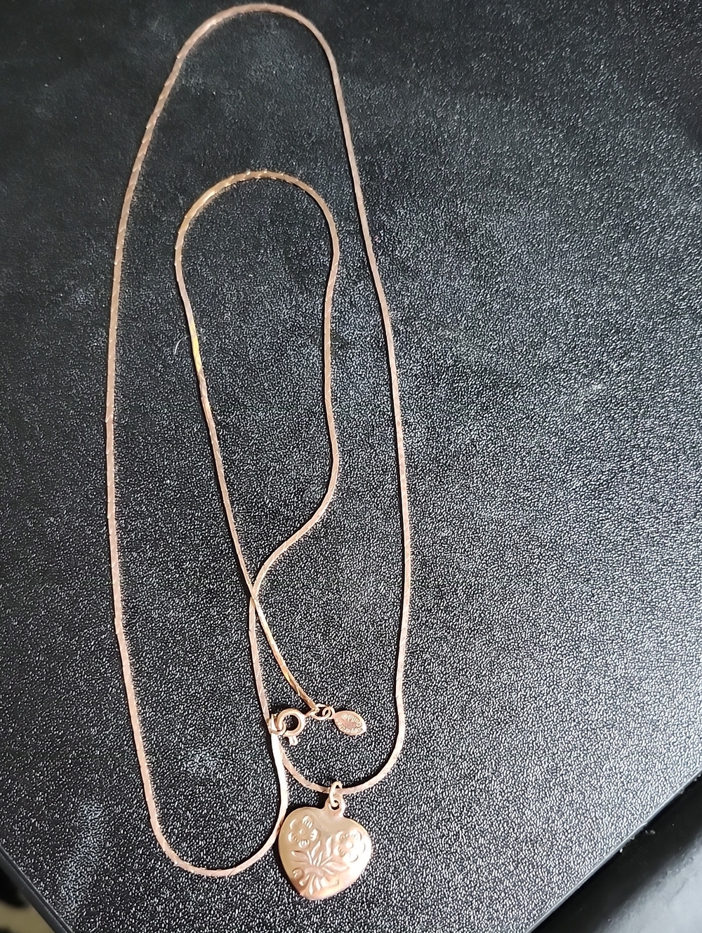 Copper-Tone Heart Pendant Necklace with Floral Detail